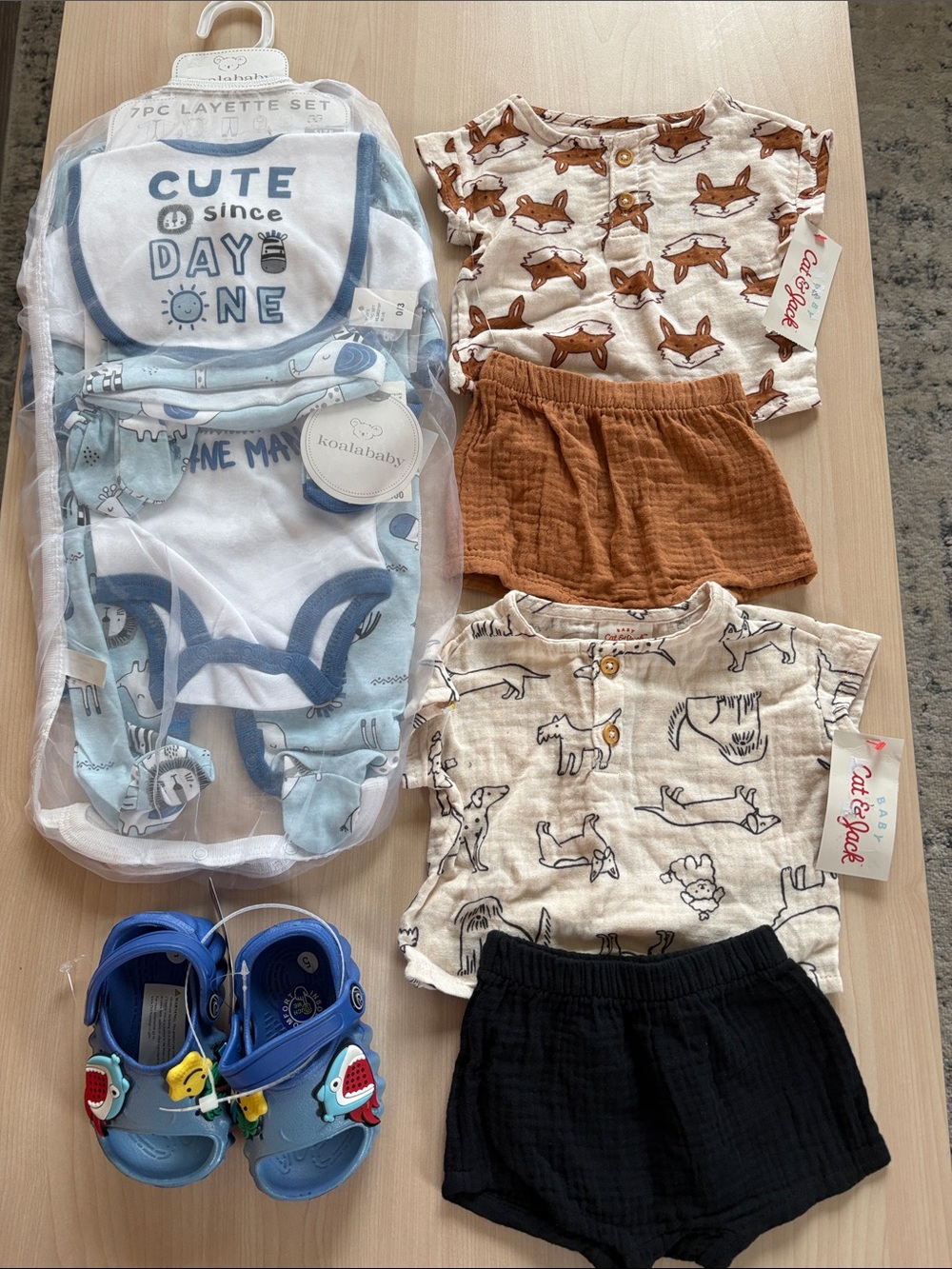 NWT Newborn Boys Lot Koala Layette Set Shorts Shirts 12 Pieces Shoes